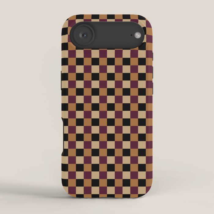 Checkered Multicolor Pattern X Black Orange Berry iPhone Case