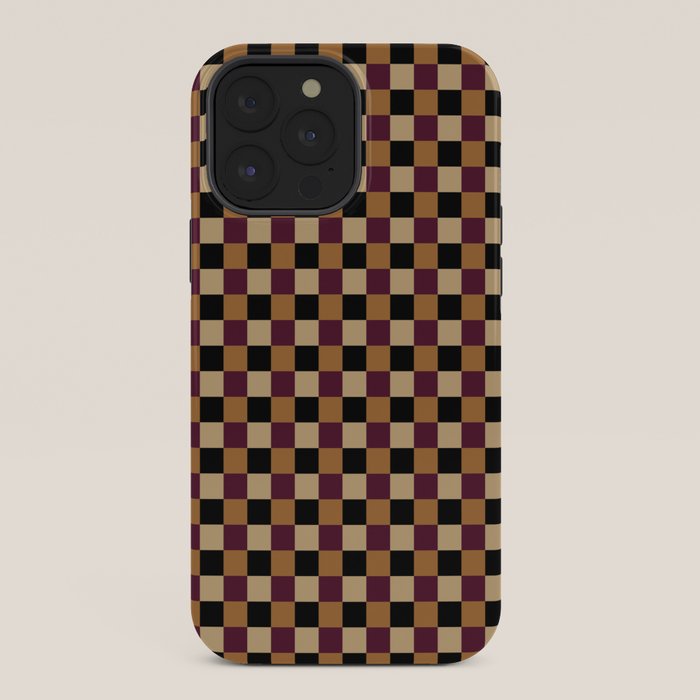 Checkered Multicolor Pattern X Black Orange Berry iPhone Case
