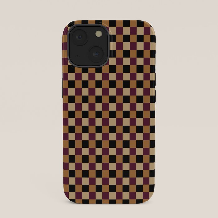 Checkered Multicolor Pattern X Black Orange Berry iPhone Case