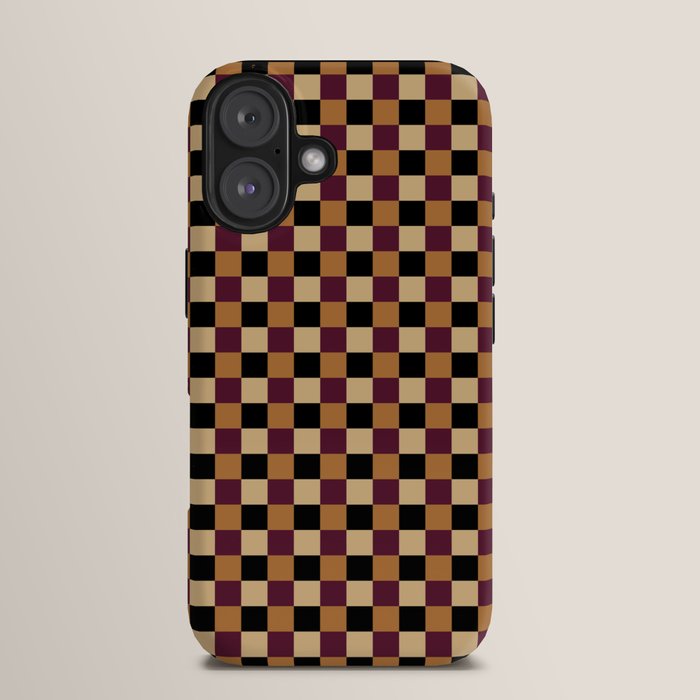 Checkered Multicolor Pattern X Black Orange Berry iPhone Case