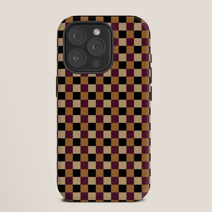 Checkered Multicolor Pattern X Black Orange Berry iPhone Case