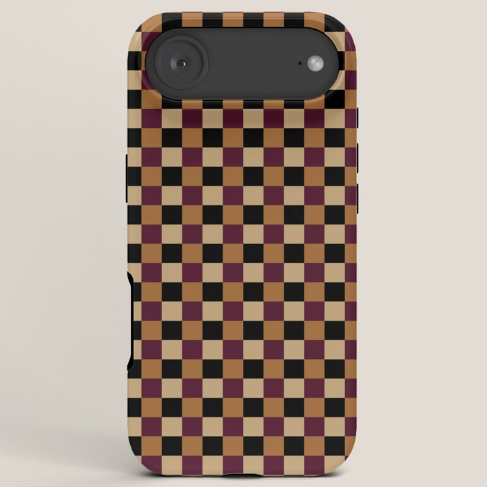 Checkered Multicolor Pattern X Black Orange Berry iPhone Case