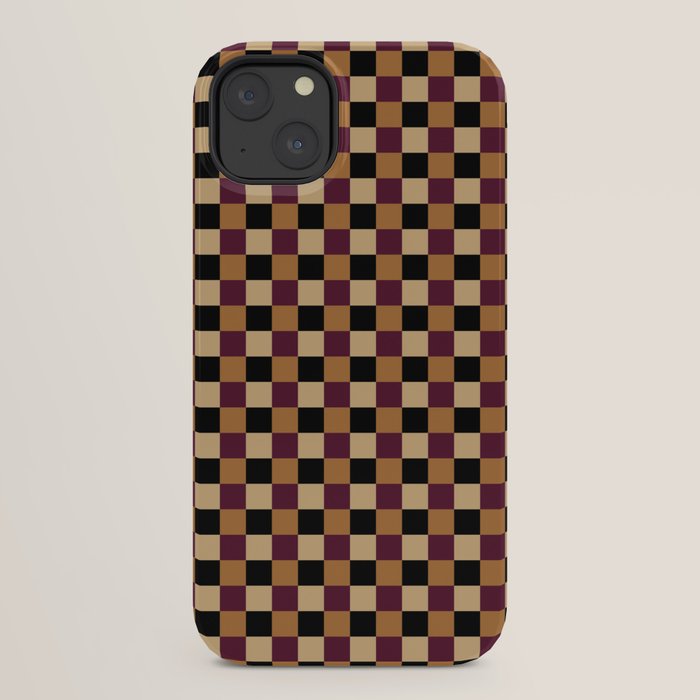 Checkered Multicolor Pattern X Black Orange Berry iPhone Case