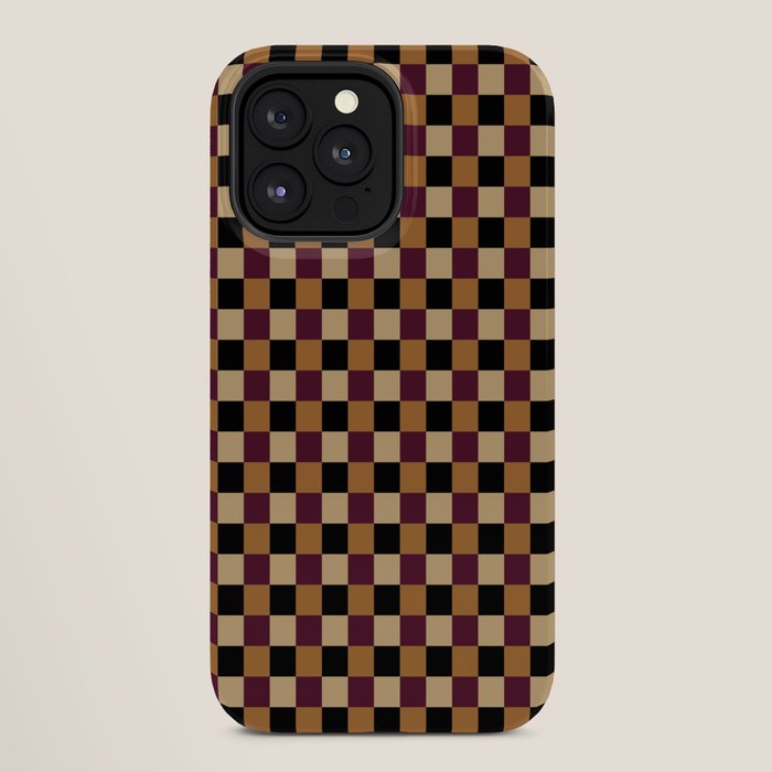 Checkered Multicolor Pattern X Black Orange Berry iPhone Case