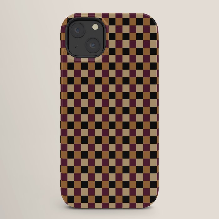 Checkered Multicolor Pattern X Black Orange Berry iPhone Case