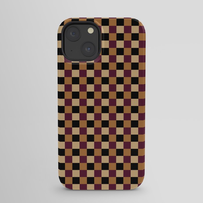 Checkered Multicolor Pattern X Black Orange Berry iPhone Case
