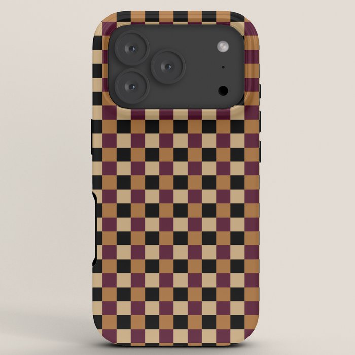 Checkered Multicolor Pattern X Black Orange Berry iPhone Case