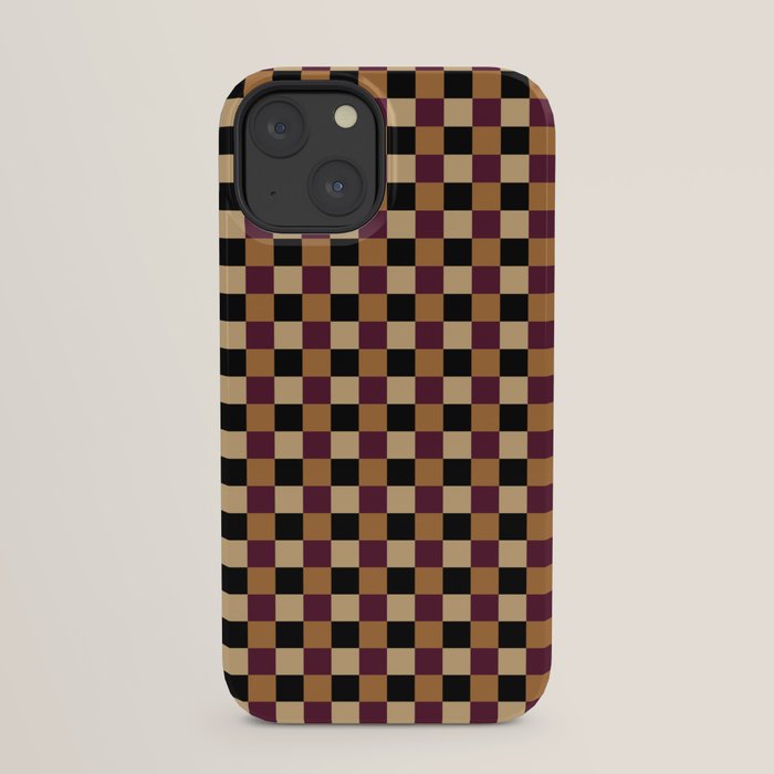 Checkered Multicolor Pattern X Black Orange Berry iPhone Case