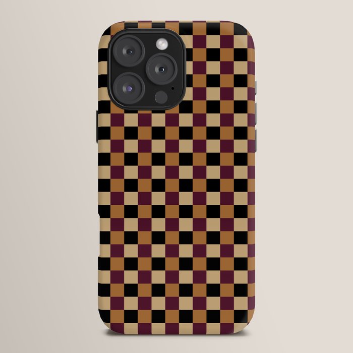 Checkered Multicolor Pattern X Black Orange Berry iPhone Case