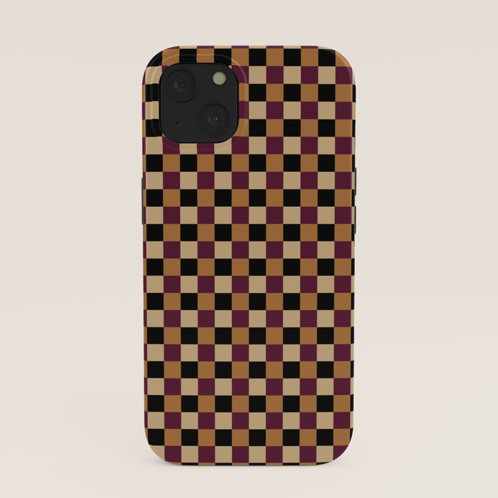 Checkered Multicolor Pattern X Black Orange Berry iPhone Case