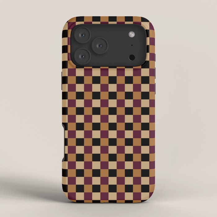 Checkered Multicolor Pattern X Black Orange Berry iPhone Case