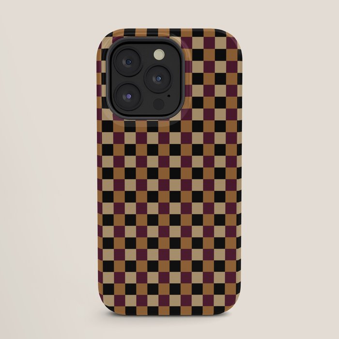 Checkered Multicolor Pattern X Black Orange Berry iPhone Case