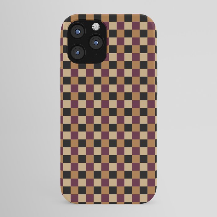 Checkered Multicolor Pattern X Black Orange Berry iPhone Case