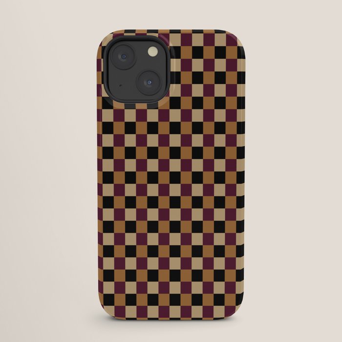 Checkered Multicolor Pattern X Black Orange Berry iPhone Case