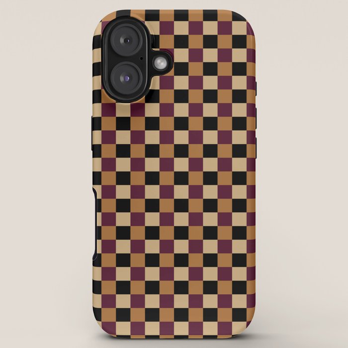 Checkered Multicolor Pattern X Black Orange Berry iPhone Case