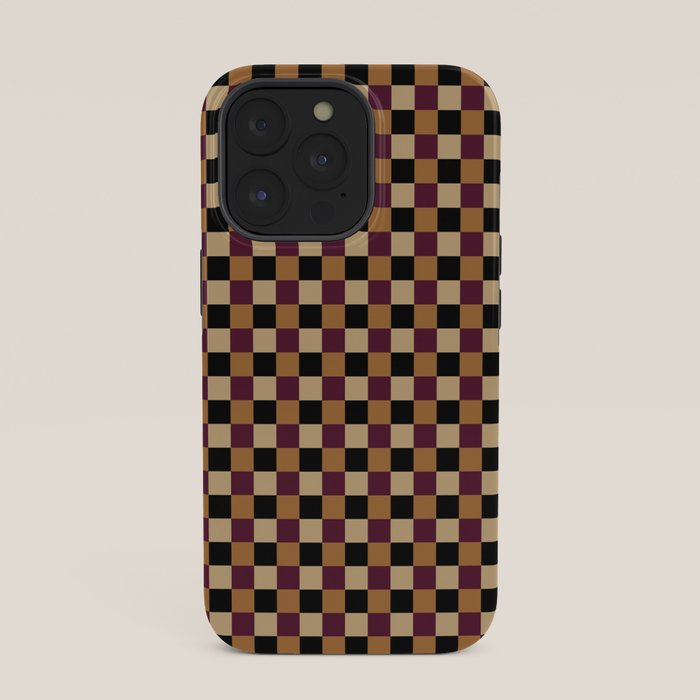 Checkered Multicolor Pattern X Black Orange Berry iPhone Case