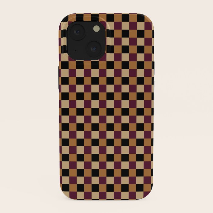Checkered Multicolor Pattern X Black Orange Berry iPhone Case