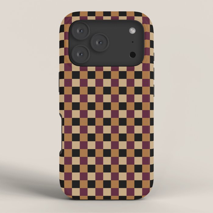Checkered Multicolor Pattern X Black Orange Berry iPhone Case