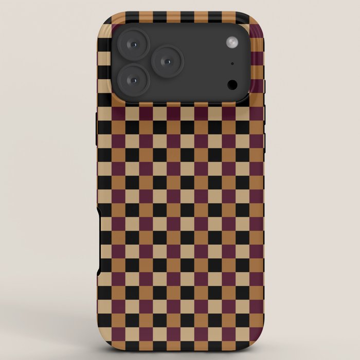 Checkered Multicolor Pattern X Black Orange Berry iPhone Case