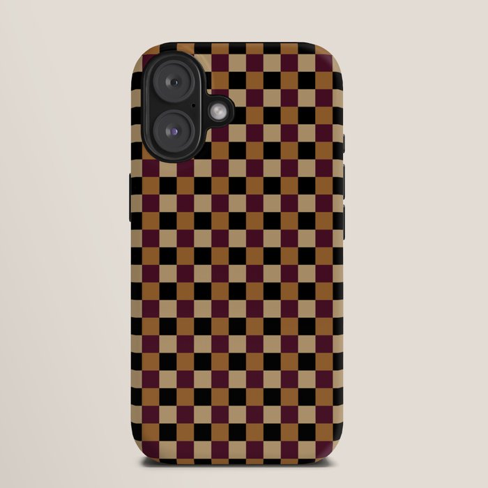 Checkered Multicolor Pattern X Black Orange Berry iPhone Case