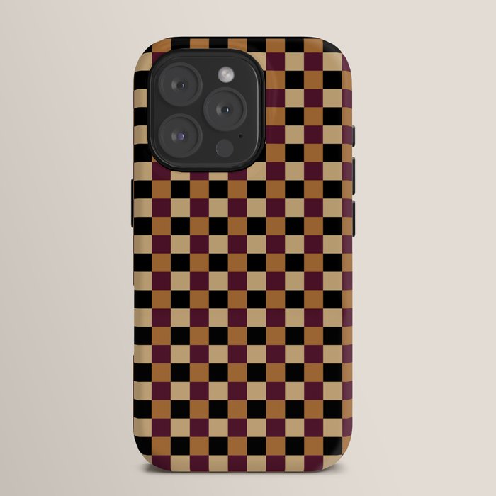 Checkered Multicolor Pattern X Black Orange Berry iPhone Case