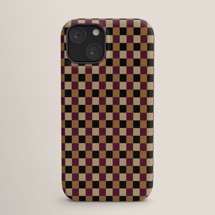 Checkered Multicolor Pattern X Black Orange Berry iPhone Case