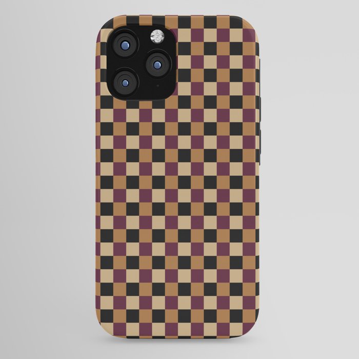 Checkered Multicolor Pattern X Black Orange Berry iPhone Case
