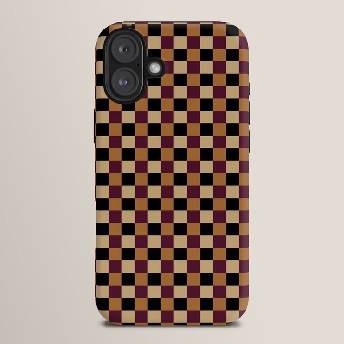 Checkered Multicolor Pattern X Black Orange Berry iPhone Case