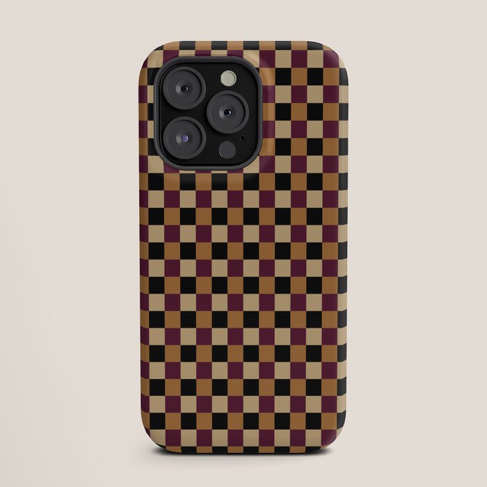 Checkered Multicolor Pattern X Black Orange Berry iPhone Case