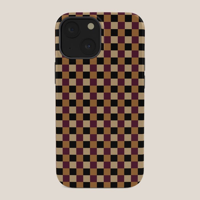 Checkered Multicolor Pattern X Black Orange Berry iPhone Case