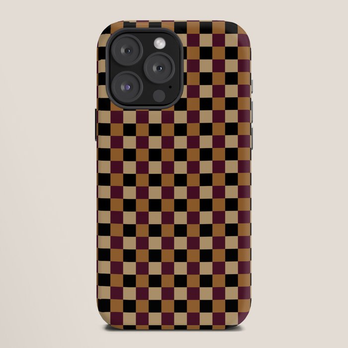 Checkered Multicolor Pattern X Black Orange Berry iPhone Case