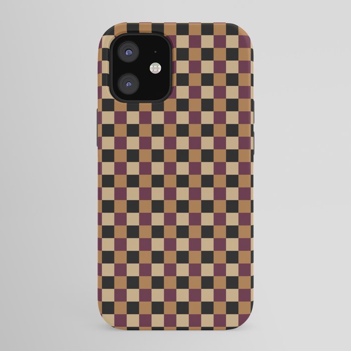 Checkered Multicolor Pattern X Black Orange Berry iPhone Case