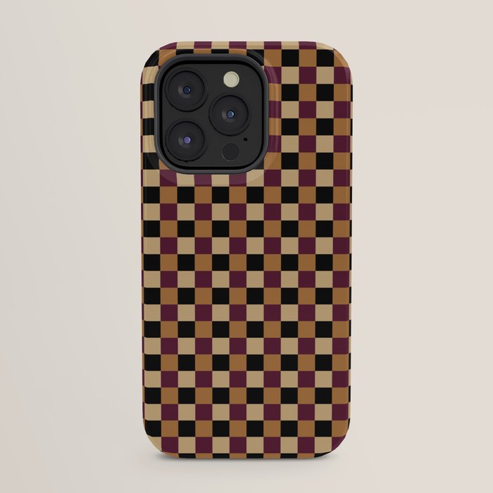 Checkered Multicolor Pattern X Black Orange Berry iPhone Case