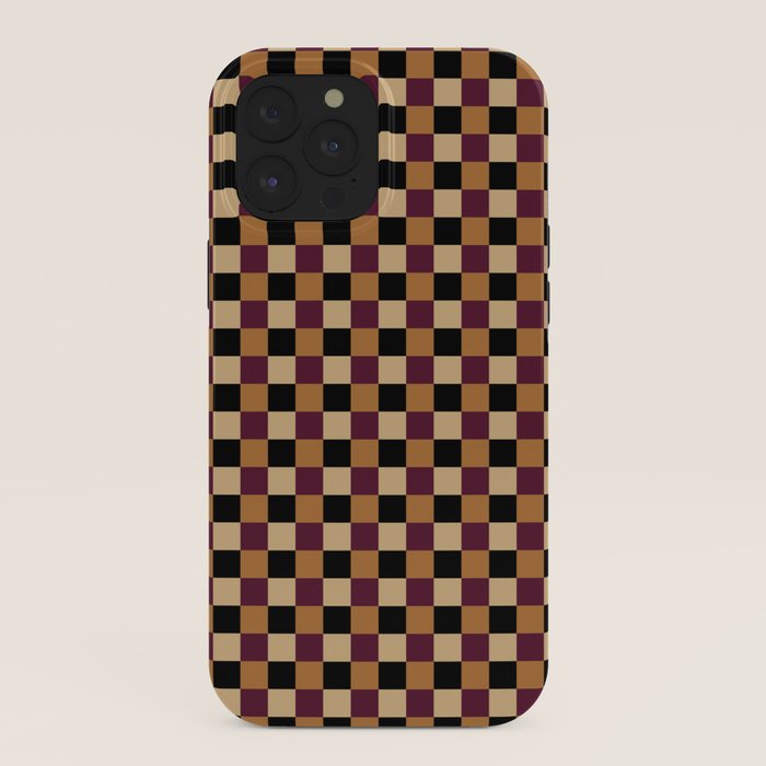 Checkered Multicolor Pattern X Black Orange Berry iPhone Case