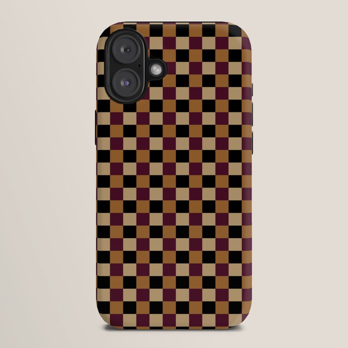 Checkered Multicolor Pattern X Black Orange Berry iPhone Case