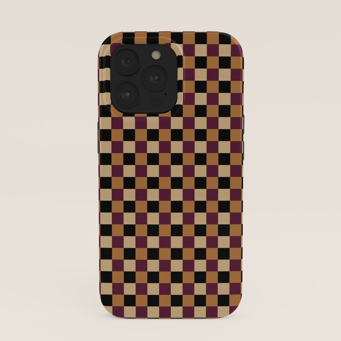 Checkered Multicolor Pattern X Black Orange Berry iPhone Case