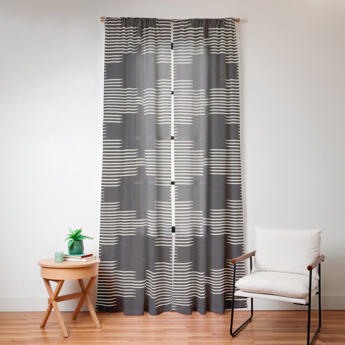 Southwestern Minimalist Black & White Window Curtain