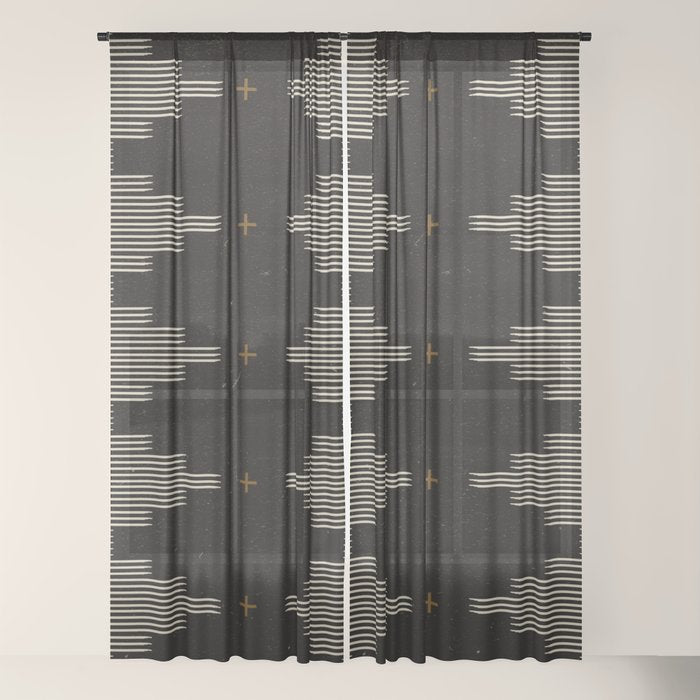 Southwestern Minimalist Black & White Window Curtain