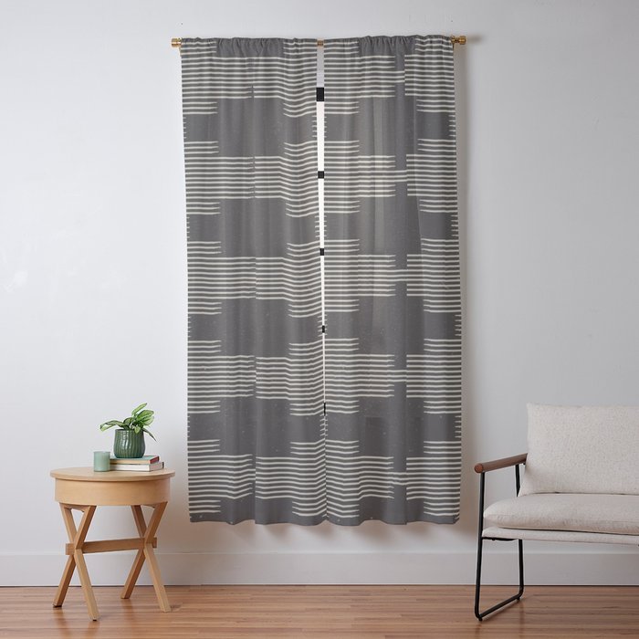 Southwestern Minimalist Black & White Window Curtain