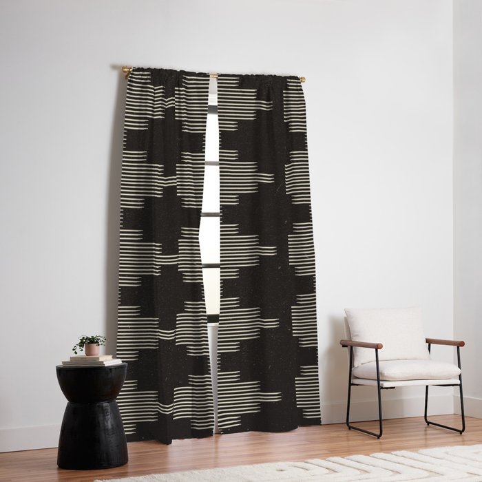 Southwestern Minimalist Black & White Window Curtain