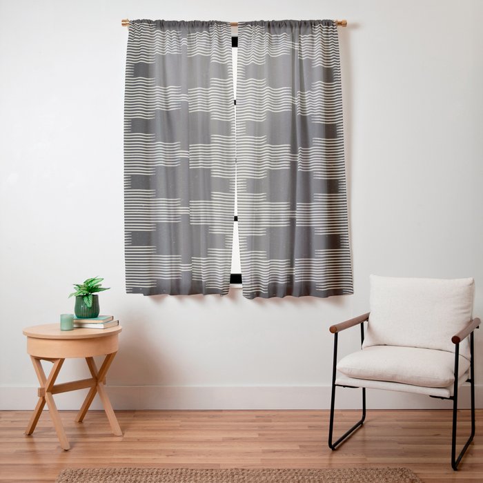 Southwestern Minimalist Black & White Window Curtain