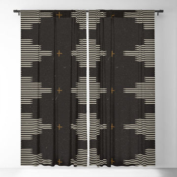 Southwestern Minimalist Black & White Window Curtain