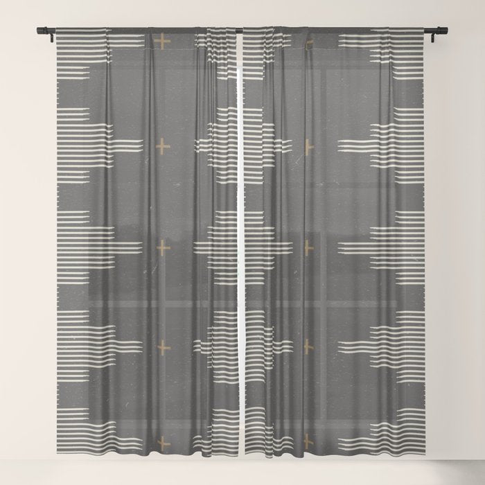 Southwestern Minimalist Black & White Window Curtain