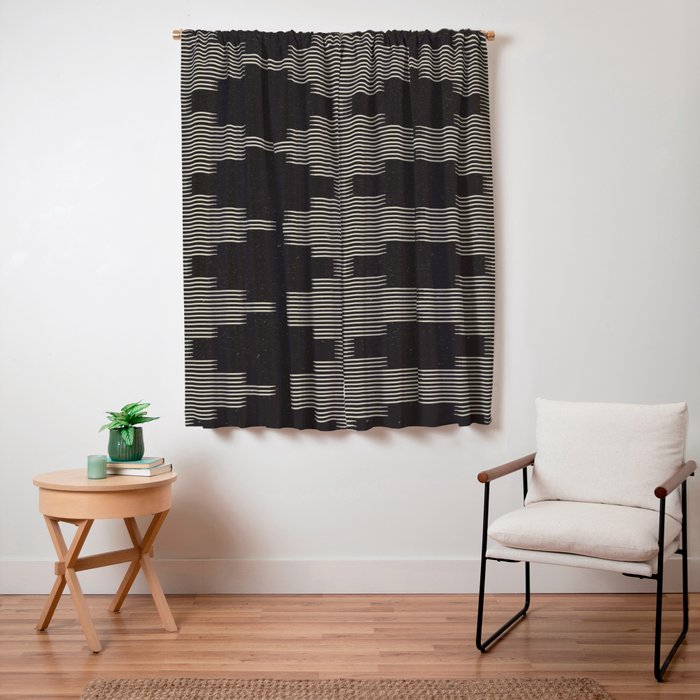 Southwestern Minimalist Black & White Window Curtain