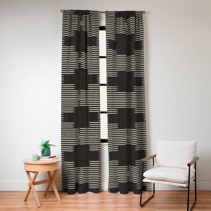 Southwestern Minimalist Black & White Window Curtain