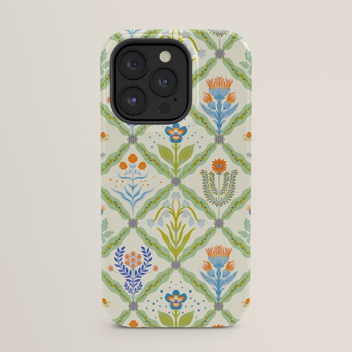 Vintage Botanical Floral Tile Pattern iPhone Case