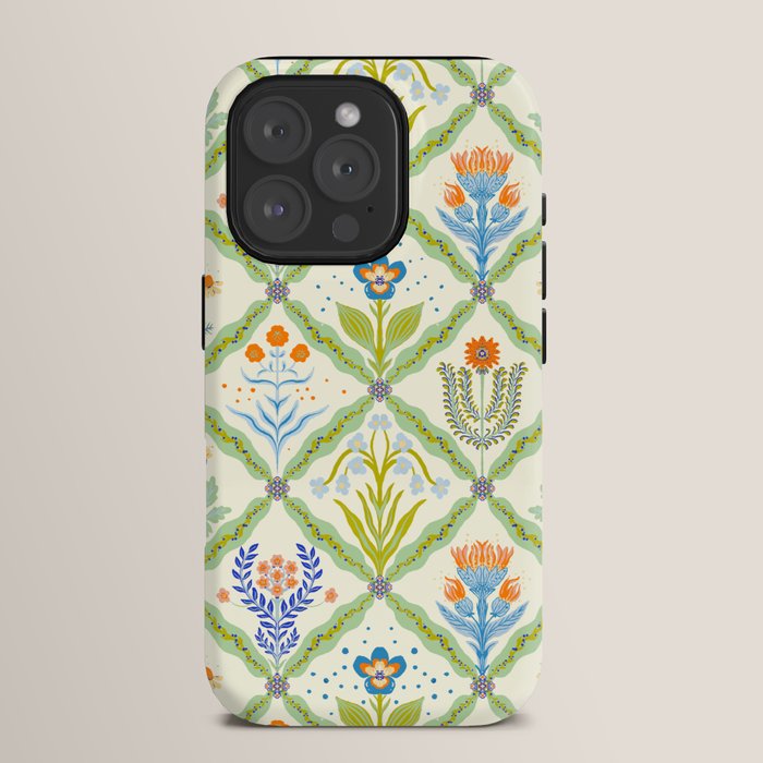Vintage Botanical Floral Tile Pattern iPhone Case