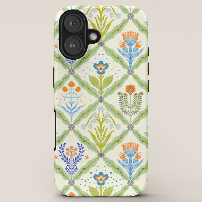 Vintage Botanical Floral Tile Pattern iPhone Case
