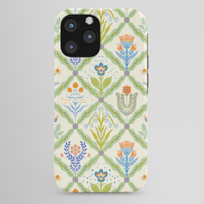 Vintage Botanical Floral Tile Pattern iPhone Case