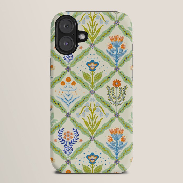 Vintage Botanical Floral Tile Pattern iPhone Case